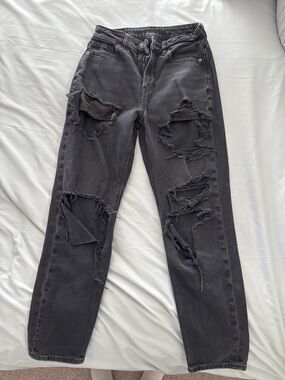 American Eagle Outfitters Black Distressed Boyfriend Jeans